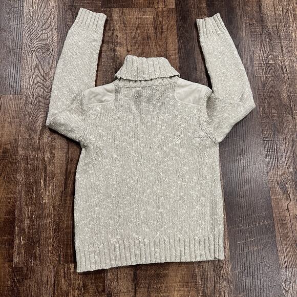 Vintage Ralph Lauren Sweater Military Turtleneck Suede Patches Womens M - Picture 5 of 6